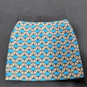 Milly - Blue Geometric Pattern Mini Skirt